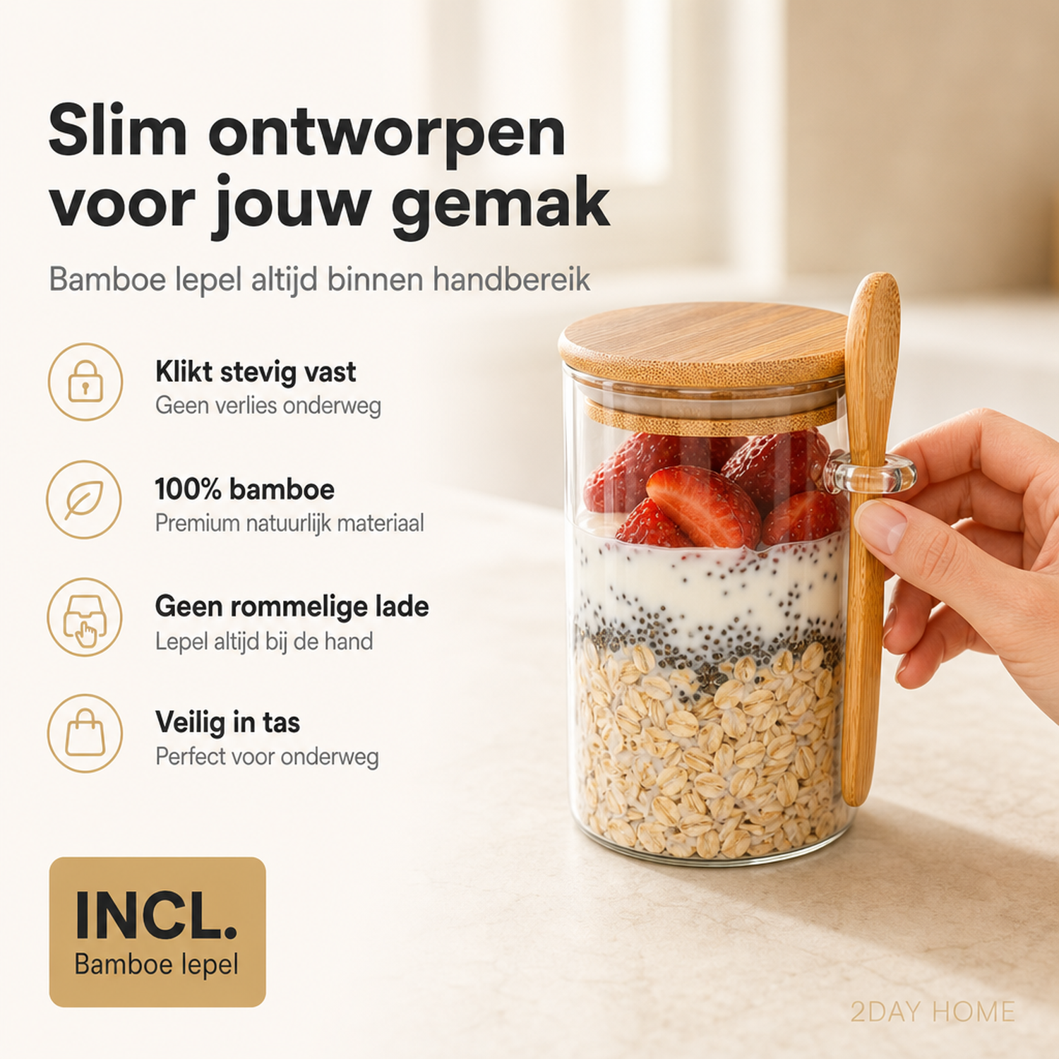 2DAY HOME overnight oats pot mee naar kantoor